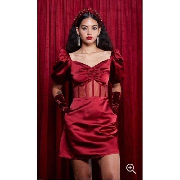 Autumn Adeigbo Clarette corset Dress Deep Red Womens mini Size 10 NEW - Picture 3 of 12